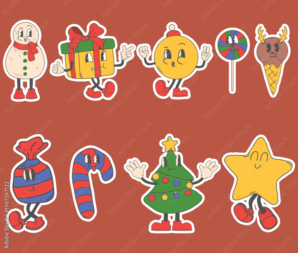 christmas sale design vector sticker baner or poster retro character christmas sale design vector sticker baner or poster retro character
