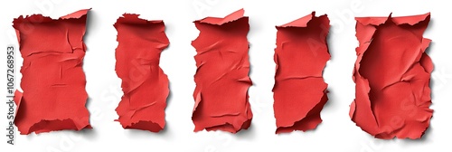 Wallpaper Mural Five Ripped Red Paper Pieces Isolated on White Background Torontodigital.ca