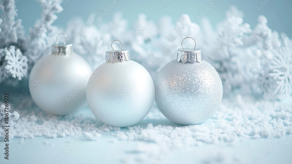 İce Blue Christmas background with Balls and Snowflake İce Blue Christmas background with Balls and Snowflake
