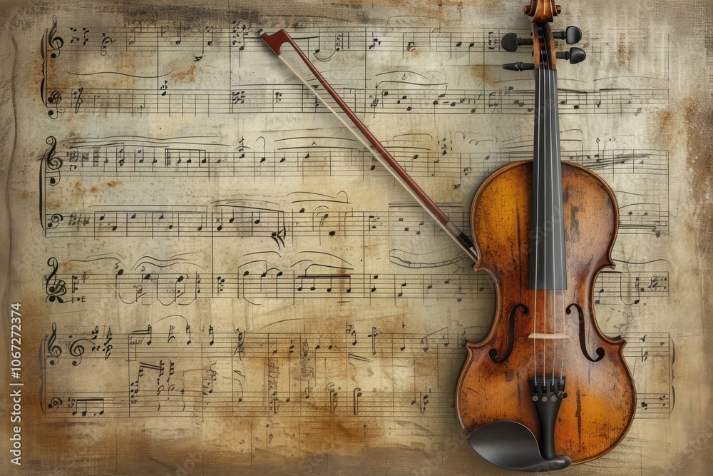 Fototapeta premium Violin backgrounds sheet music.