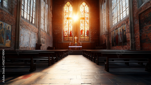 Stainglass, a medieval church photo