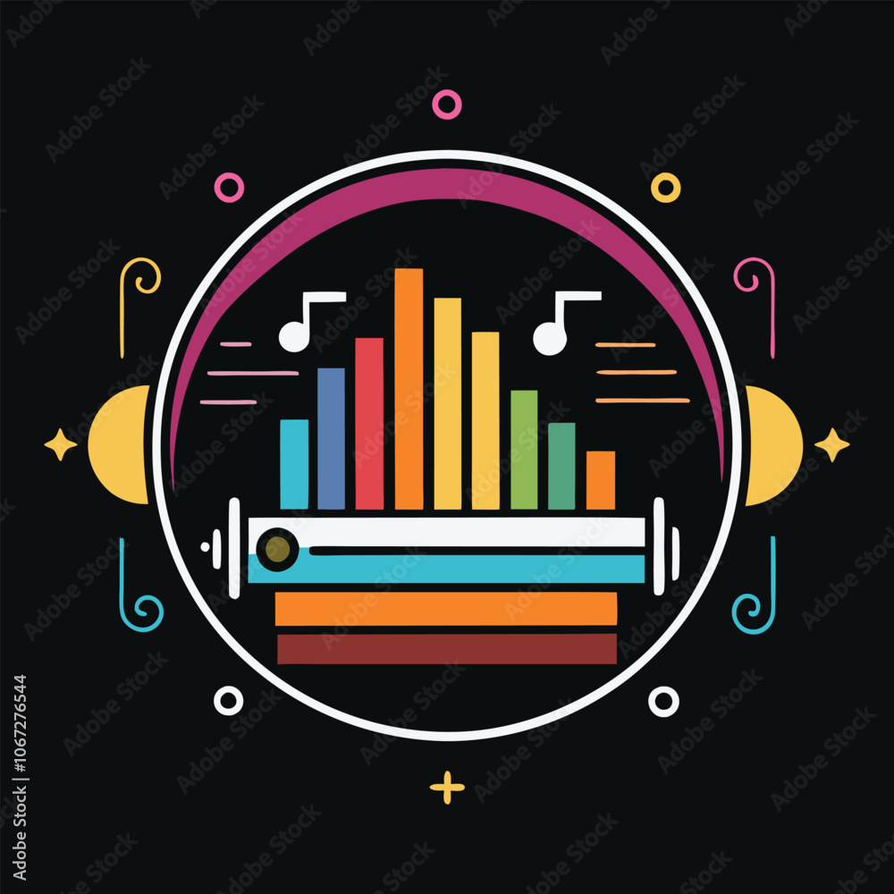 Obraz premium music player bar on black background