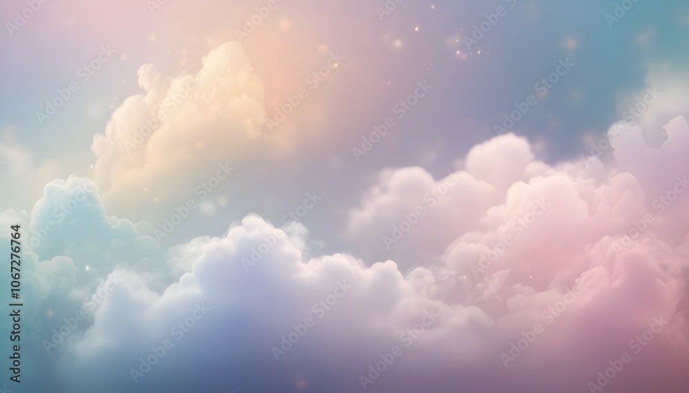 Dreamy Pastel Cloudscape with Sparkling Lights Dreamy Pastel Cloudscape with Sparkling Lights