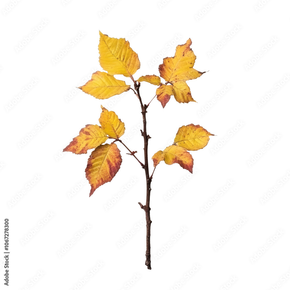 Yellow autumn leaves on a branch Yellow autumn leaves on a branch