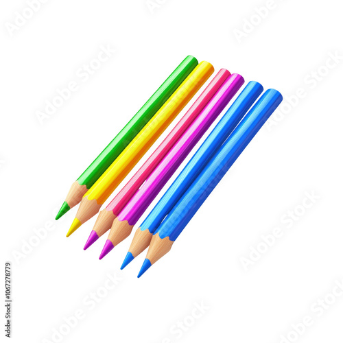 Colorful Pencils Isolated on Transparent Background