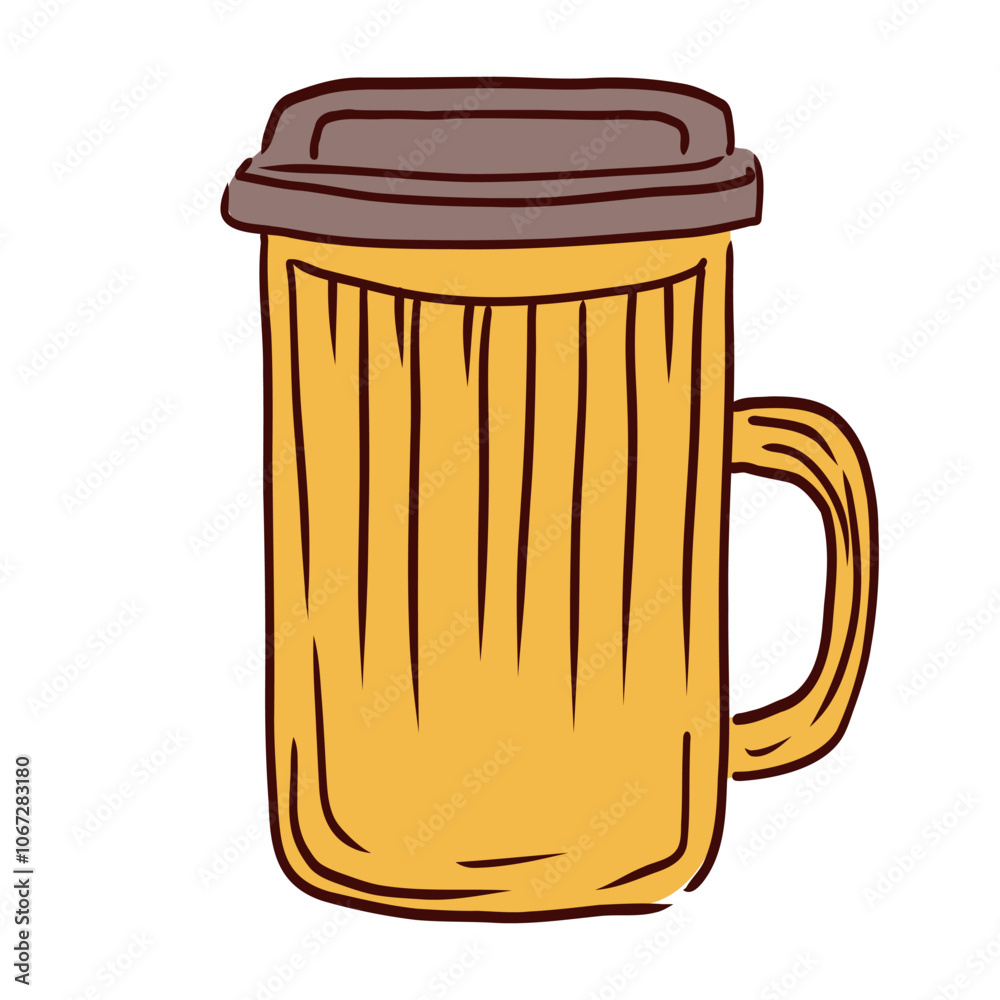 Coffee cup with lid in flat design. Breakfast drink in mug with handle. Vector illustration isolated. Coffee cup with lid in flat design. Breakfast drink in mug with handle. Vector illustration isolated.