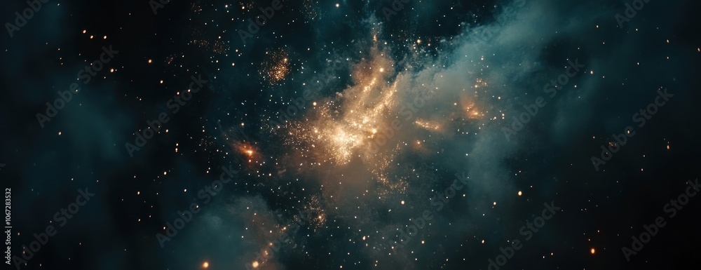 Fireworks display universe nebula space.