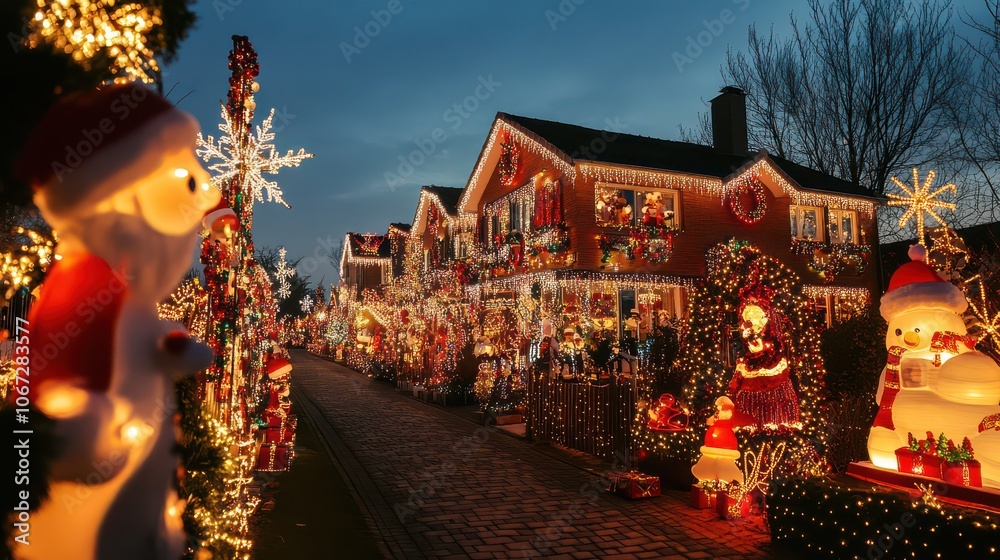 Christmas decorations of houses in Germany. Celebrating the New Year and Christmas. Merry Christmas. Christmas decorations of houses in Germany. Celebrating the New Year and Christmas. Merry Christmas.