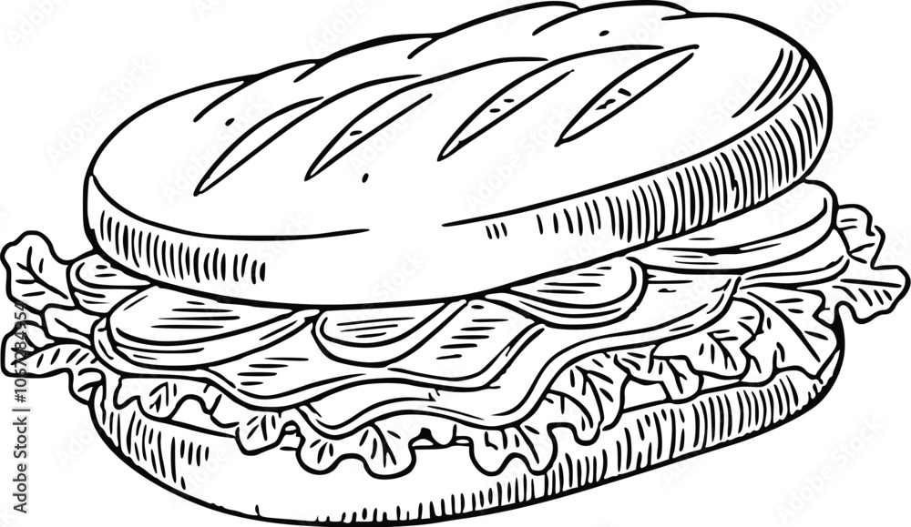 Hand draw burger and Sandwich Hand draw burger and Sandwich