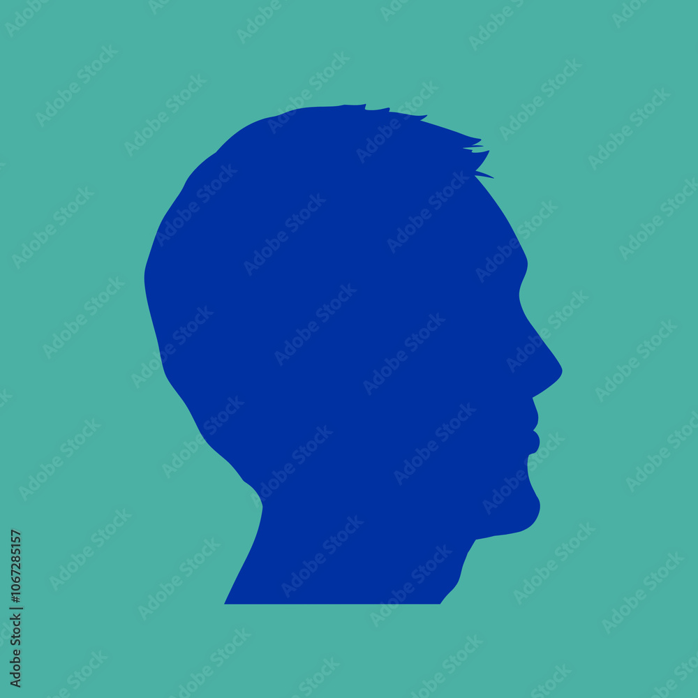 blue shadow of man's head from side blue shadow of man's head from side