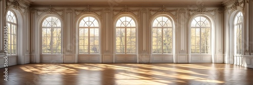 Wallpaper Mural Elegant French Country Mansion Interior with Large Windows and Sunbeams Torontodigital.ca