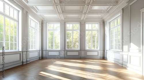 Wallpaper Mural Sunlit Empty Room with Large Windows and White Walls Torontodigital.ca