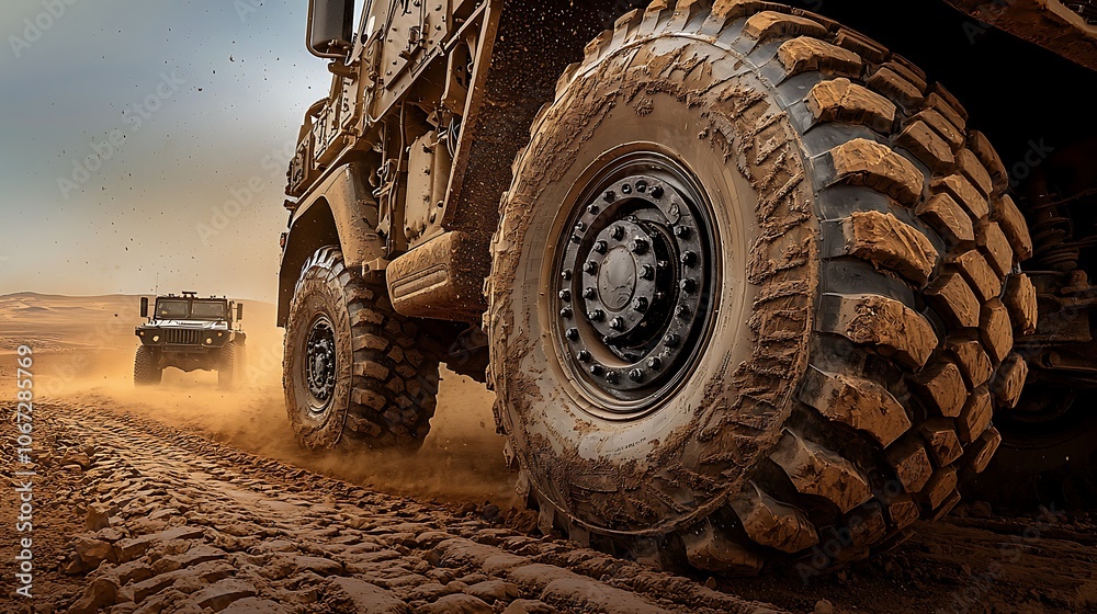 Close-Up of Tires on an Armored Vehicle Close-Up of Tires on an Armored Vehicle