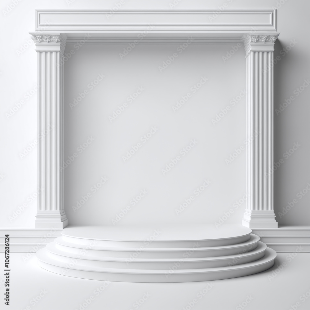 Obraz premium a white podium on white background