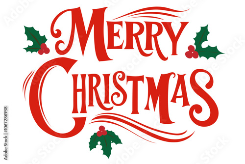 Merry Christmas lettering isolated on transparent background. Lettering for your design. Vector graphics.