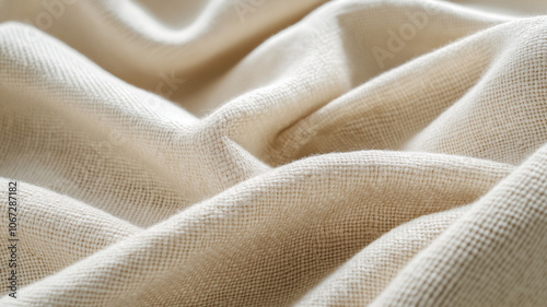 Soft beige fabric texture with natural fibers, perfect for various designs