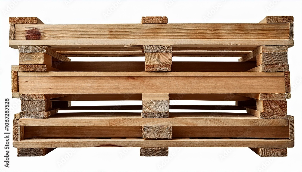 Fototapeta premium top view wooden pallets on isolate White background, PNG