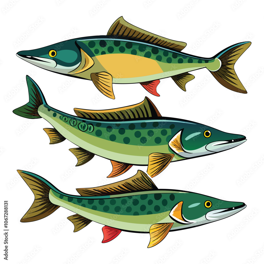 Fototapeta premium muskellunge fish on white background