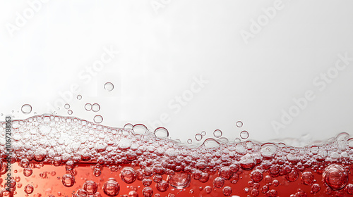 A cascade of bubbles of red whine falling from the top of a white background, creating a sense of movement and fluidity.