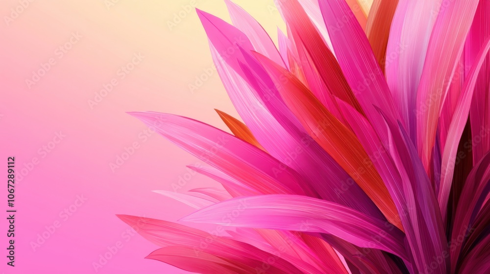 Obraz premium Vibrant close-up of pink and red Cordyline leaves against a soft pink background