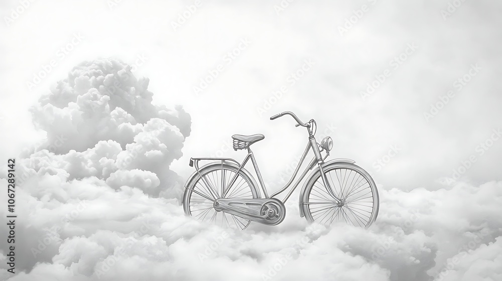 Obraz premium Vintage Bicycle Resting on Soft Clouds