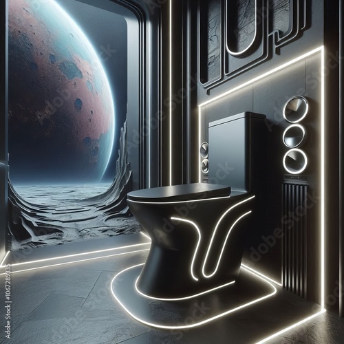 A toilet with a sleek futuristic design inspired by s space age
