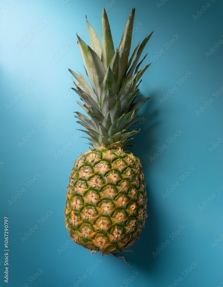 Pineapple, isolated on a pastel blue Pineapple, isolated on a pastel blue