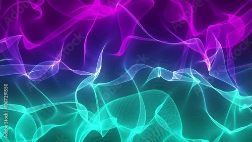 Abstract Digital Art Animation with Flowing Pink and Blue Neon Lines