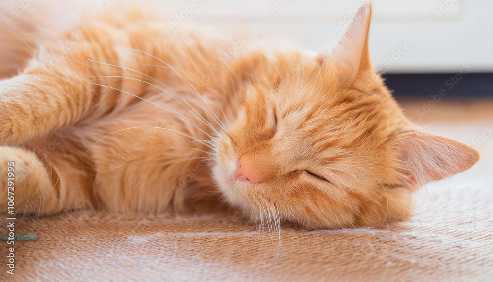 Close up Cute Ginger tabby cat as sleeping action. Close up Cute Ginger tabby cat as sleeping action.