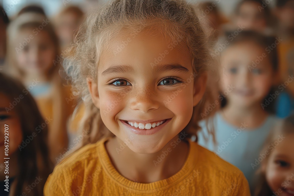 group portrait of happy primary school children smiling and hugging in a bright classroom their diverse expressions radiate joy and friendship capturing the essence of childhood and education