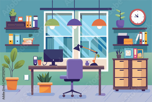 Office interior design illustration 