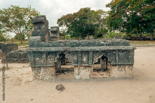 View of a Graveyard at Kaole Ruins - a 13th century trading post and German colonial fort in Bagamoyo, Tanzania 
 photo