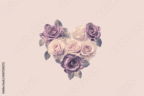 Heart Shaped Arrangement of Soft Pastel Roses