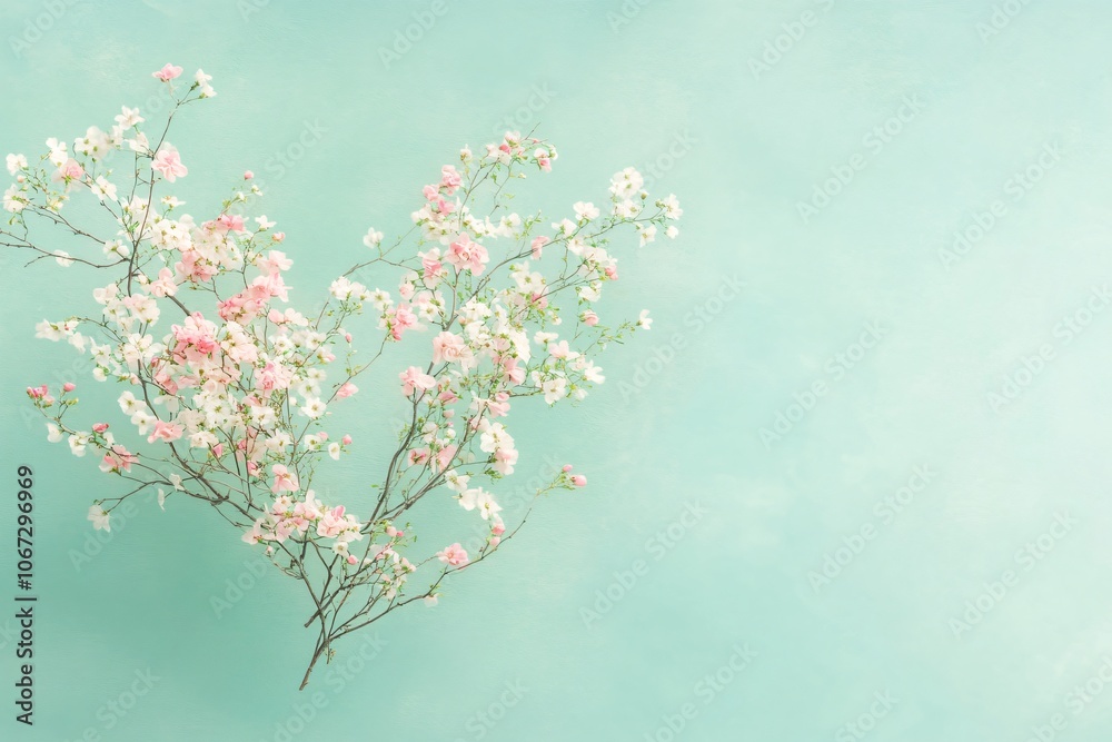 Minimalist Pink Heart Silhouette with Blossoms Minimalist Pink Heart Silhouette with Blossoms