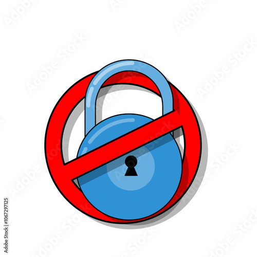 Forbidden key vector icon. dangerous browsing notification illustration. flat vector.