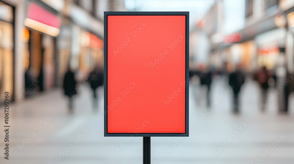 Glowing advertisement board in the middle of a busy shopping concourse, with blurred shoppers and storefronts in the background, creating a dynamic urban feel Glowing advertisement board in the middle of a busy shopping concourse, with blurred shoppers and storefronts in the background, creating a dynamic urban feel