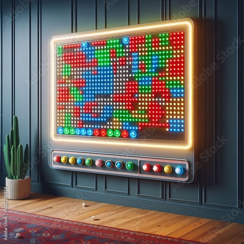 A large sized Lite Brite style wall display with smart LED pegs photo