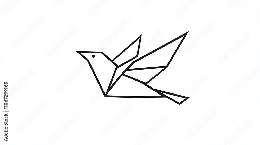 Fototapeta premium Minimalist Origami Sparrow Logo Design