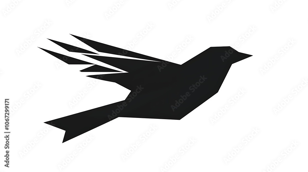 Obraz premium Simple Origami Sparrow Logo Design