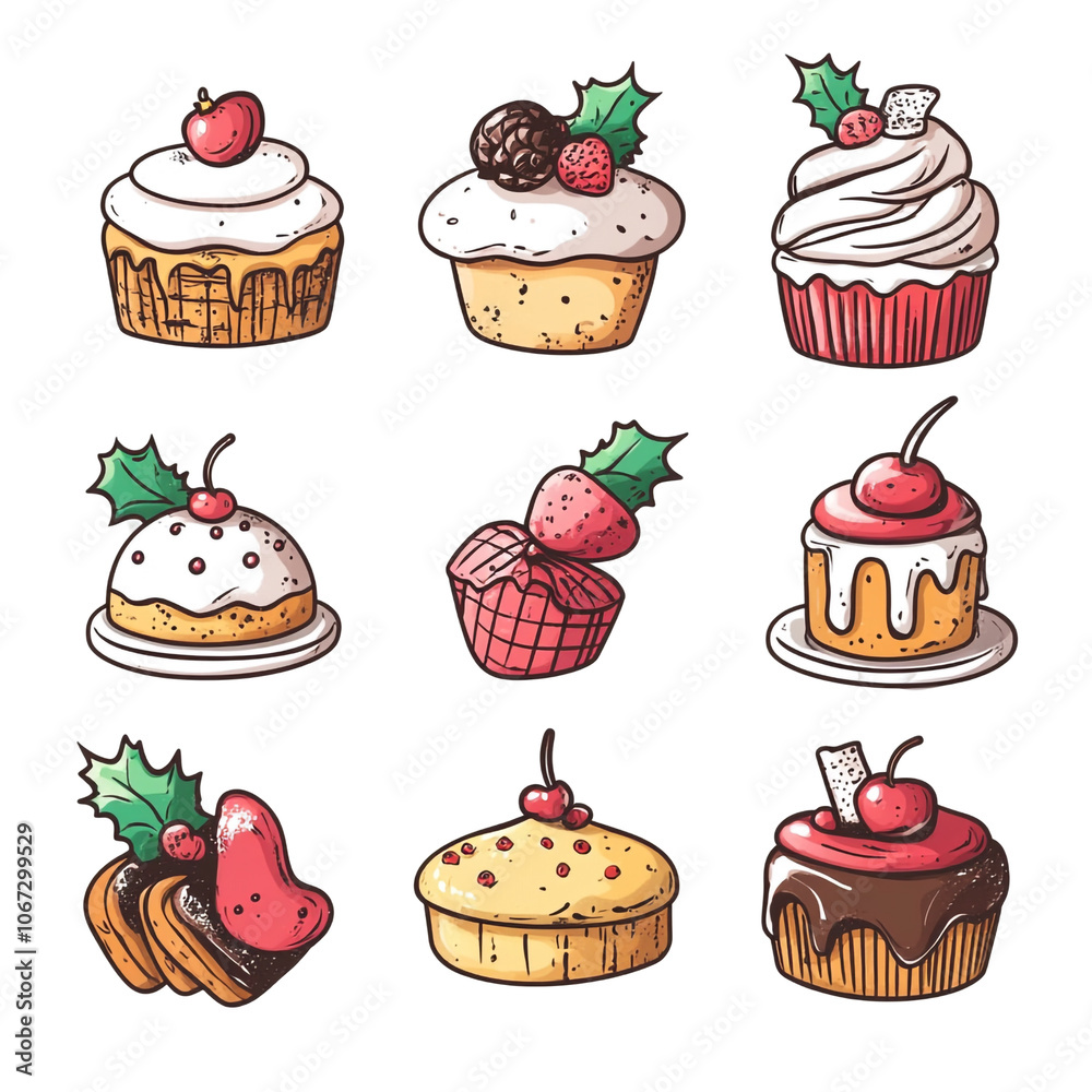 Christmas Cupcakes Illustration Christmas Cupcakes Illustration
