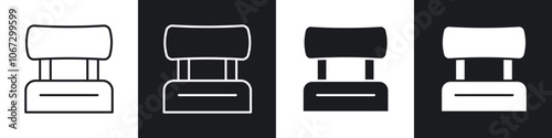 Car headrest icon in thin outlined.