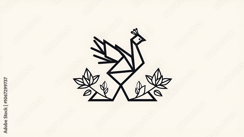 Simple Origami Peacock Logo Design for Creative Use Simple Origami Peacock Logo Design for Creative Use