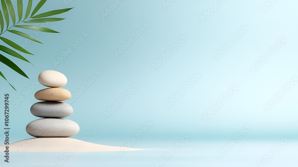 A serene Zen garden with Stones With Lines On sand--spa therapy--purity harmony and Balance for Meditation A serene Zen garden with Stones With Lines On sand--spa therapy--purity harmony and Balance for Meditation
