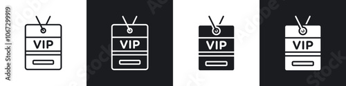 VIP neck tag icon in thin outlined.