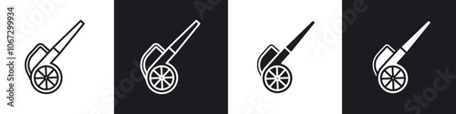 Leaf blower icon in thin outlined.