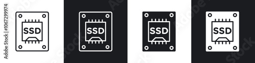 SSD drive icon in thin outlined.