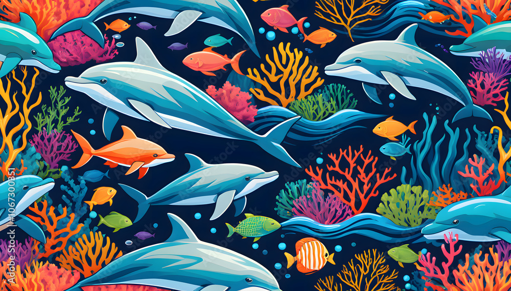 Underwater Ocean Life Pattern. Underwater Ocean Life Pattern.