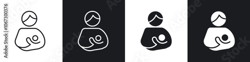 Breastfeeding icon in thin outlined.