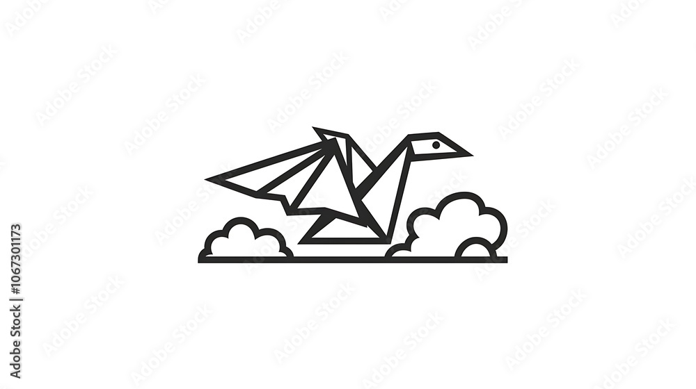 Simple Origami Dragon Logo Design