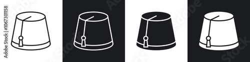 Fez hat icon in thin outlined.